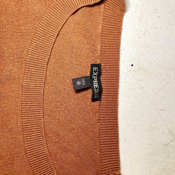 EXPRESS Terracotta Brown Raglan Sweater XS – Rounded Hem Cozy Fall Pullover - Picture 11 of 14